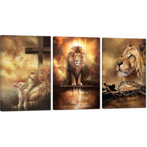 Hieng Lion Wall Art Lion Picture Wall Decor Black Animals Head Portrait Painting for Living Room Bedroom Unframed