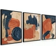 thumbnail image 1 of Hieng Mid Century Abstract Canvas Wall Art Set of 3, Terracotta Navy Blue and Orange Boho Wall Decor Posters Prints, Minimalist Wall Art Painting for Living Room Bedroom Office, 1 of 6