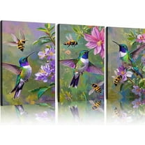 Hieng Modern Classic Art Canvas Print Hummingbird Canvas Painting Small Birds Original Oil Art Animals Artwork Nursery Wall Art Unframed