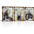 thumbnail image 1 of Hieng Modern Motorcycle Canvas Wall Art Vintage Vehicle Pictures Wall Decor American Flag Canvas Prints Artwork Modern Home Office Men Bedroom Boys Room Decor Ready to hang 12x16imx3PCS, 1 of 6