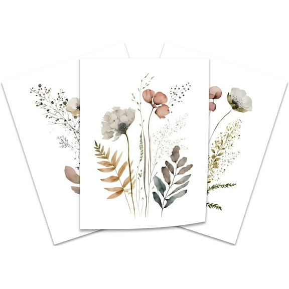 Hieng Navy Blue Wall Art Canvas Abstract Floral Painting Blue and Gray Posters Watercolor Flower Decor Wildflower Pictures Botanical Prints for Living Room Bedroom Bathroom 3 Pcs