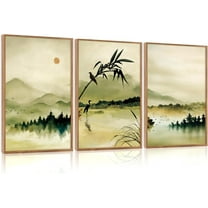 Hieng Neutral Botanical Wall Art , Large Framed Boho Farmhouse Wall Decor, Modern Minimalist Floral Wall Painting, Rustic Wildflower Canvas Art Prints for Living Room, Bedroom Unframed