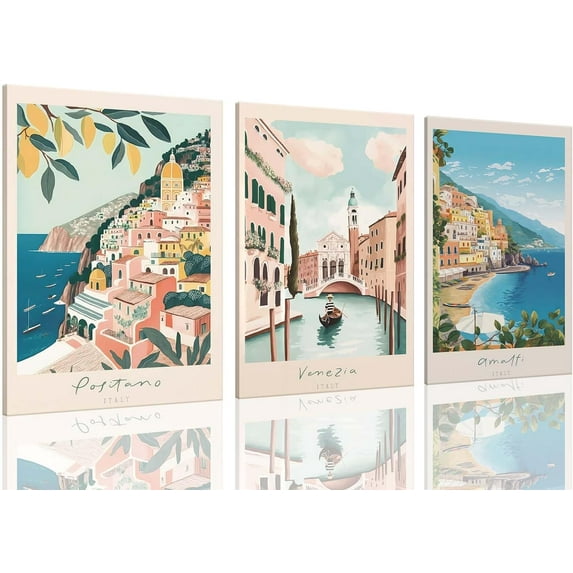 Hieng New York City Poster Travel Wall Art Canvas Framed Watercolor NYC Central Park Landmarks Artwork Decor Painting Prints Pictures Set of 3 for Bedroom Living Room Bathroom Office 16x24in