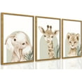 thumbnail image 1 of Hieng Nursery Canvas Wall Art Set Of 3 Baby Boy Girls Kids Room Picture Wall Decor Jungle Safari Lion Elephant Giraffe Poster Painting Cute Animal Prints For Children Toddlers Bedroom, 1 of 5