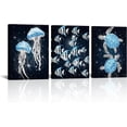 thumbnail image 1 of Hieng Ocean Sea Life Wall Art Jellyfish Tropical Fish and Sea Turtles Pictures Modern Bathroom Nautical Decor Unframed, 1 of 6