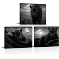 thumbnail image 1 of Hieng Panther Canvas Wall Art Black and White Animal and Full Moon Painting Picture Print Wildlife Leopard Artwork for Living Room Bedroom Office Decor Unframed, 1 of 6