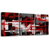 Hieng Pink Abstract 3Pieces Wall Art Indoor Geometric Canvas Painting for Kids Boys Girls Teens Modern Picture Wall Decor, Buffalo Check Artwork Posters