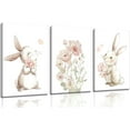 thumbnail image 1 of Hieng Pink Girl Nursery Bunny Canvas Wall Art Cute Rabbit Wildflowers Painting Pictures Wall Decor Botanical watercolor Flower Poster printing artwork, 1 of 5