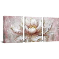 Hieng Pink Gold Lotus Canvas Wall Art Flowers Paintings Wall Pictures Abstract Artwork Painting for Bedroom Office Home Decor (only canvas)