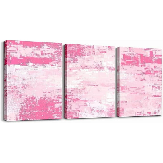 Hieng Pink Grey Black Canvas Wall Art for Living Room Abstract Modern Picture Wall Decor for Dining Room Bedroom Bathroom Wall Art Kitchen Print Painting for Home Decor(Only canvas)
