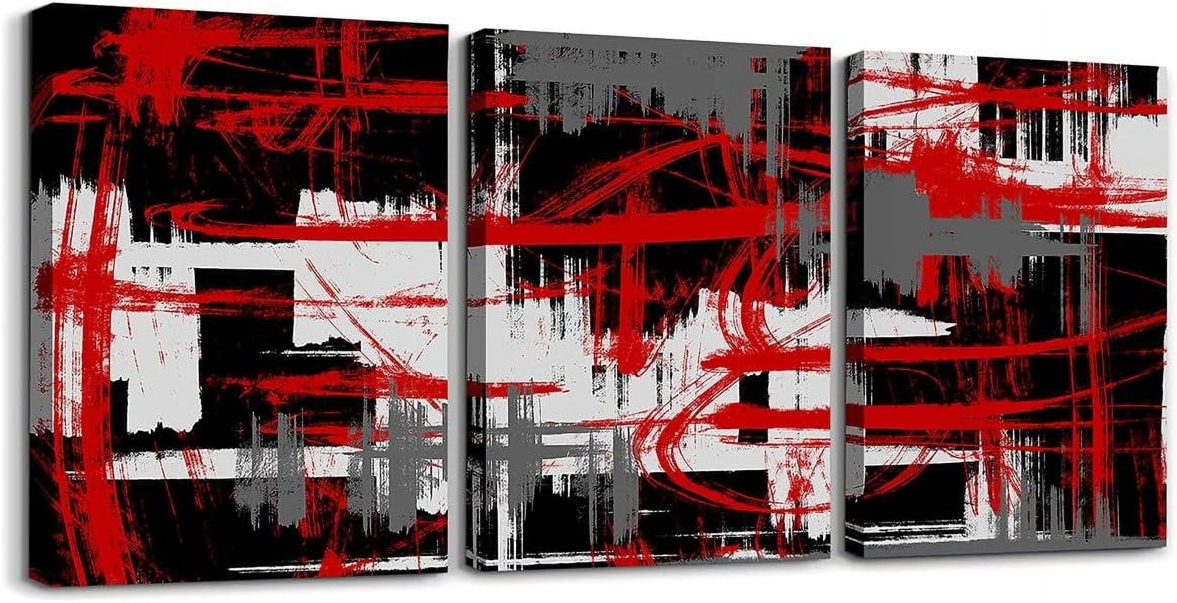 Hieng Pink Grey Canvas Wall Art for Living Room Modern Stripes Decor