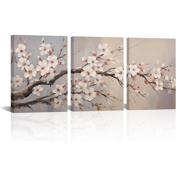 Hieng Plum Flowers Canvas Wall Art Farmhouse Pictures Painting Elegant Floral Blossom Prints Artwork for Bedroom Wall Decor