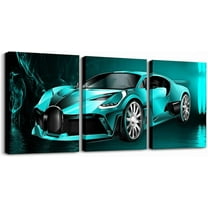 Hieng Racing Car Posters Picture Wall Art Teens Boys Sports Car Kids Canvas Painting Black and Blue Decorations Wall Art for Home Living Room Bedroom