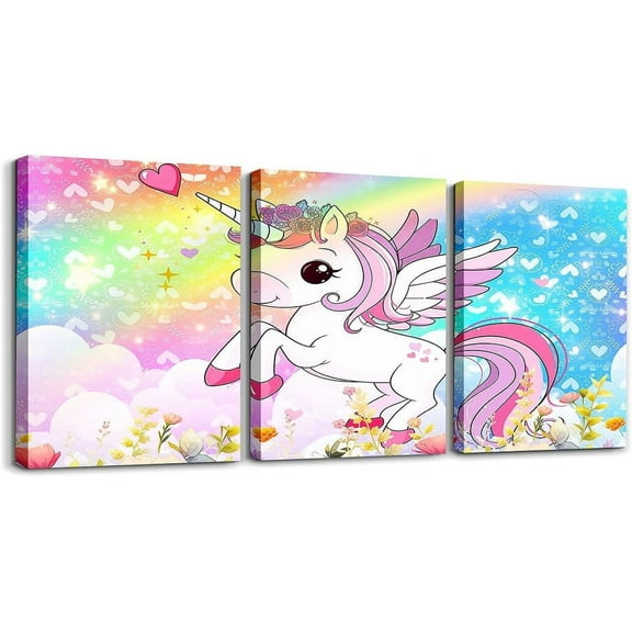 Hieng Rainbow Butterfly Canvas Wall Art for Kids Girls Living Room Bedroom Unframed Girls Butterfly Picture Wall Painting Home Decor Beautiful Bathroom Office Wall Decor Artwork Posters