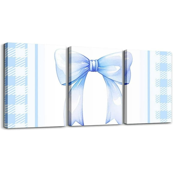 Hieng Red Bow Bathroom Wall Art for Home Decor Canvas Wall Art Watercolor Bow Office Wall Decorations Artwork Posters Teens Decor Cute Bowknot Wall Painting（Only canvas）