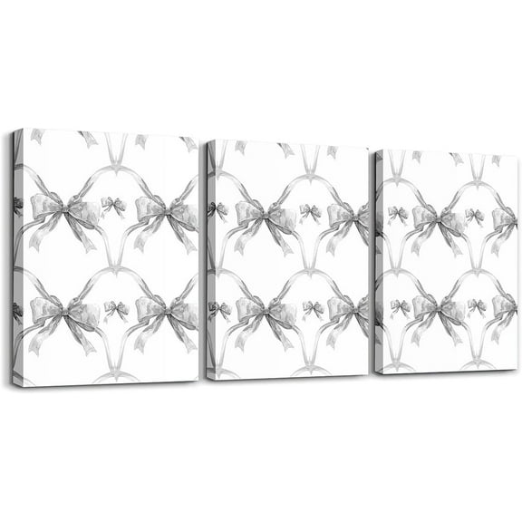 Hieng Red Bow Bathroom Wall Art for Home Decor Canvas Wall Art Watercolor Bow Office Wall Decorations Artwork Posters Teens Decor Cute Bowknot Wall Painting（Only canvas）