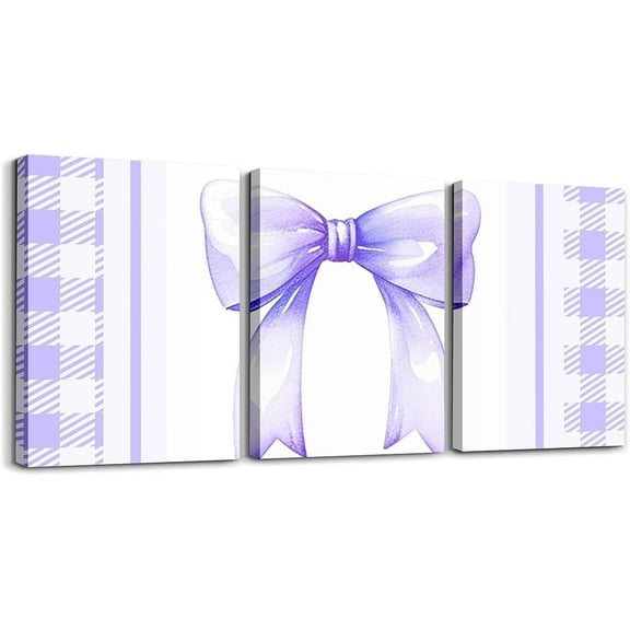 Hieng Red Bow Bathroom Wall Art for Home Decor Canvas Wall Art Watercolor Bow Office Wall Decorations Artwork Posters Teens Decor Cute Bowknot Wall Painting（Only canvas）