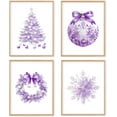 thumbnail image 1 of Hieng Red Christmas Winter Unframed Wall Art Prints, Tree Bell Snowflake Posters for Home Bedroom Livingroom Decor Set of 4, 1 of 6