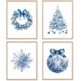 thumbnail image 1 of Hieng Red Christmas Winter Unframed Wall Art Prints, Tree Bell Snowflake Posters for Home Bedroom Livingroom Decor Set of 4, 1 of 6