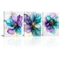 thumbnail image 1 of Hieng Rustic Wildflower Canvas Wall Art Abstract Purple and Teal Flower Petals Gold Graffiti Wall Decor Vintage Botanical Painting Pictures Modern Artwork for Kitchen Living Room(only canvas), 1 of 6