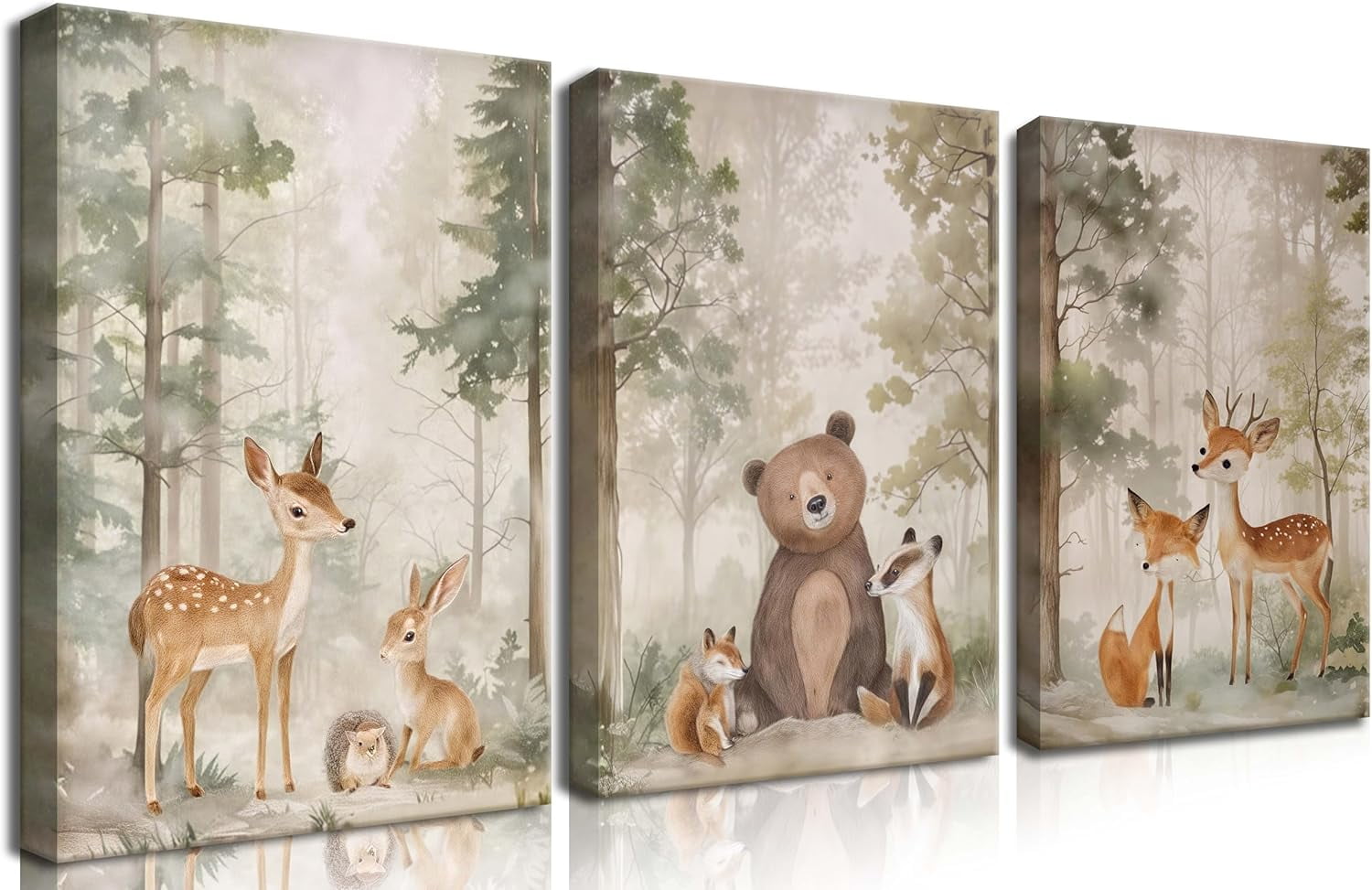 Hieng Sage Green Kitchen Wall Art Set of 3, Eucalyptus Leaves Plant