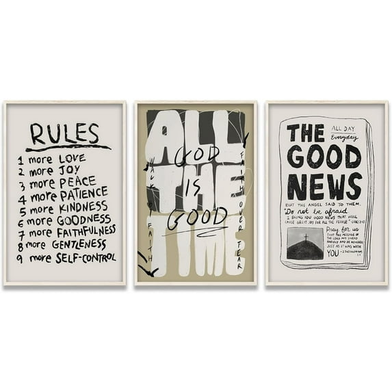 Hieng Scripture Motivational Wall Art 3 Pcs Bible Verse Christian Poster Fruit Of The Spirit Canvas Prints Neutral Religious Quote Picture Painting Living Room Dorm Bedroom Decor Unframed
