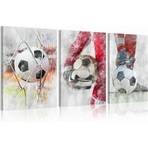 Hieng Soccer Canvas Painting WallKids Soccer Poster Prints Red Soccer Picture for Childs Baby Room Wall Decord
