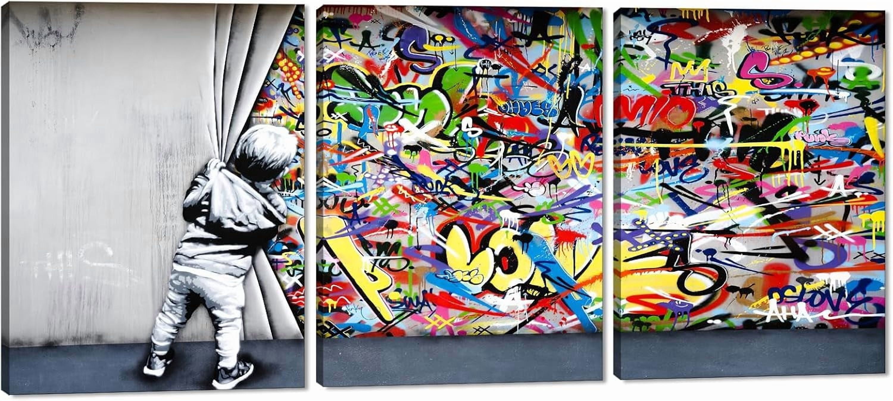 Hieng Hieng Street Graffiti Wall Hieng Banksy Canvas Wall Hieng Boy and Girl ...
