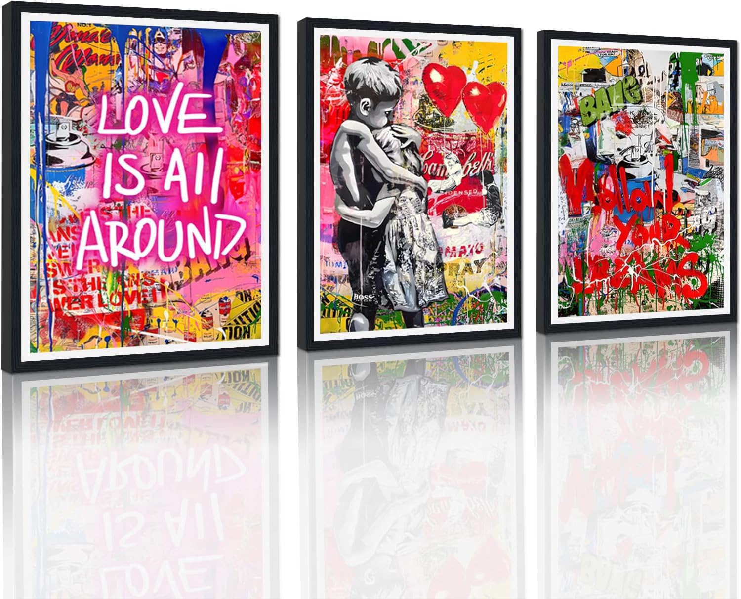 Hieng Hieng Street Graffiti Wall Hieng Banksy Canvas Wall Hieng Boy and Girl ...