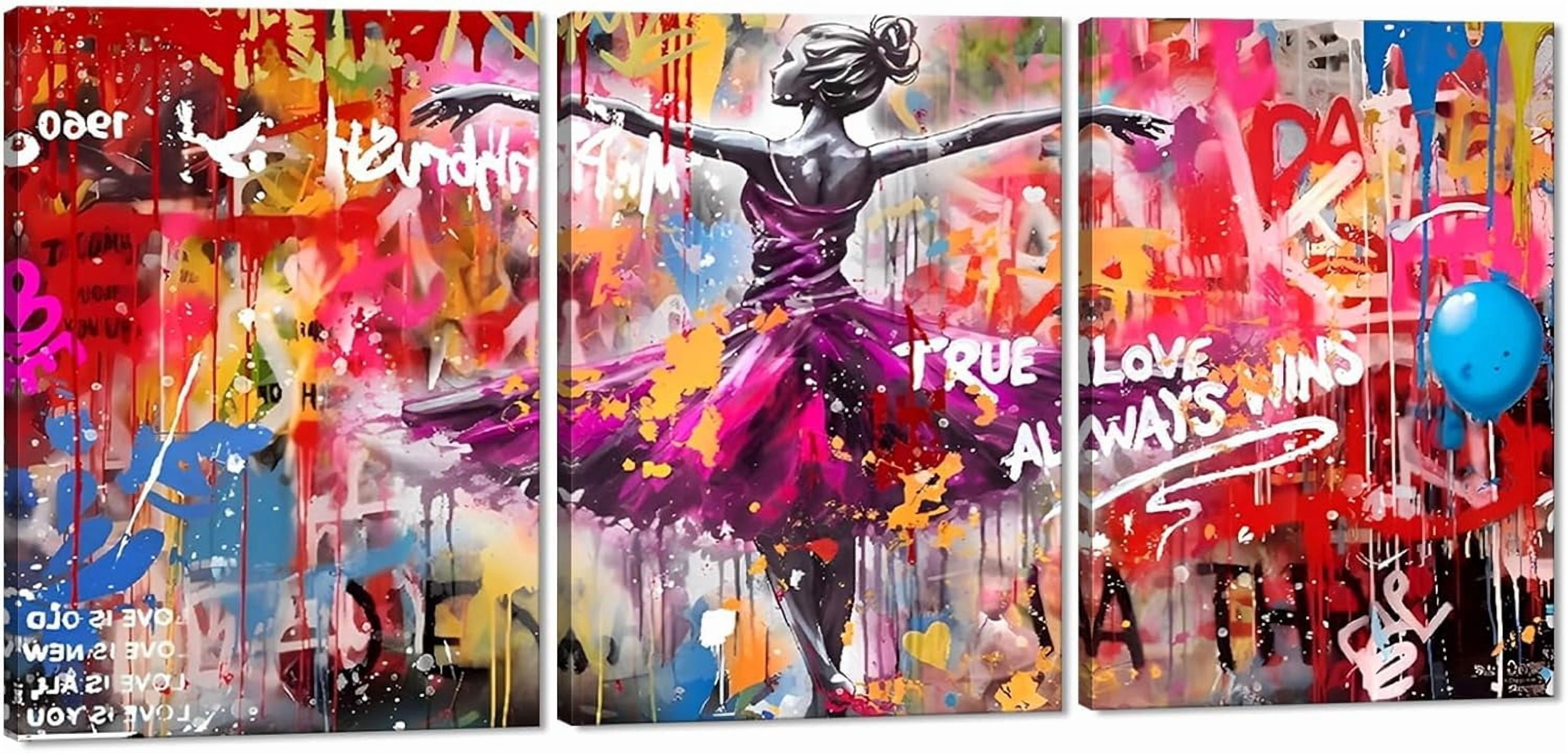 Hieng Hieng Street Graffiti Wall Hieng Banksy Canvas Wall Hieng Boy and Girl ...