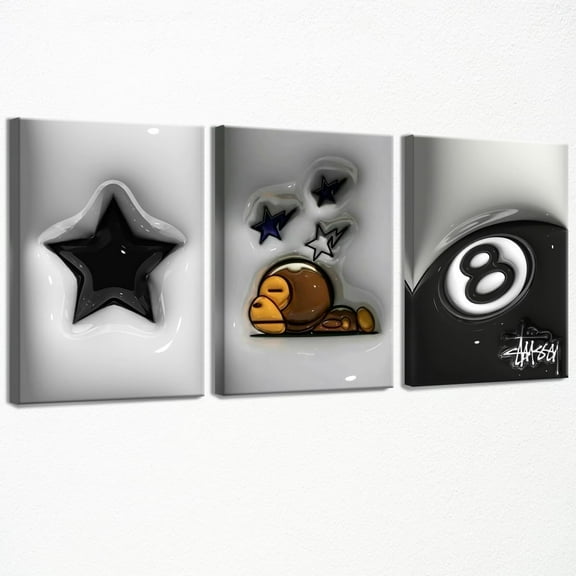 Hieng Trend Funny Wall Art A İ Love, 8 Ball Poster For Men And Women'S Room Decor-Urban Street Art Canvas Print Picture For Apartment Home Living Bedroom（Only canvas）