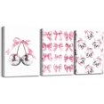 thumbnail image 1 of Hieng Trendy Pink Bows Wall Artpcs Coquette Preppy Cherry Wall Decor Light Pink Cute Girly Ball Canvas Poster Prints Aesthetic for College Dorm Bedroom Framed, 1 of 6