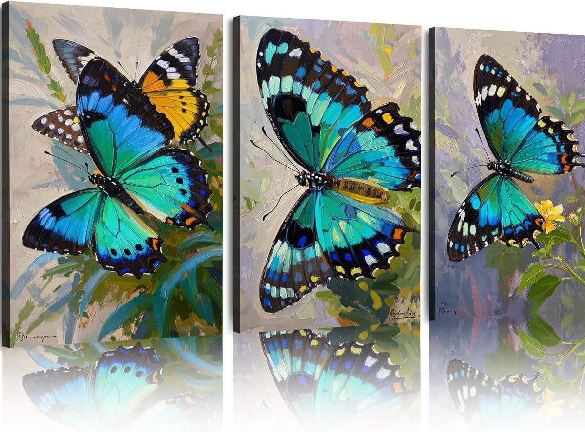 Hieng Unframed Wall Art Canvas Butterfly Insect Original Art Animal Oil ...