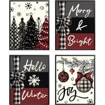 Hieng Vintage Christmas Wall Art Decor, Merry Christmas Santa Claus Wall Posters Prints Set of 4, Christmas Wall Decor Gifts for Winter Holiday Living Room Bedroom Kitchen (Unframed)