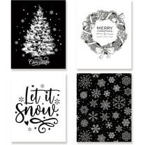 Hieng Vintage Christmas Wall Art Decor Set of 4 Retro Winter Holiday Xmas Artwork Poster Christmas Tree Snowman Wall Decor for Home Farmhouse Bedroom Gallery Decorations Unframed