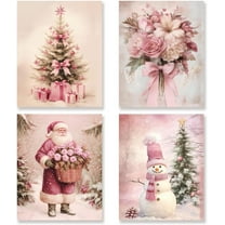 Hieng Vintage Christmas Wall Art Decor Set of 4 Retro Winter Holiday Xmas Artwork Poster Christmas Tree Snowman Wall Decor for Home Farmhouse Bedroom Gallery Decorations Unframed