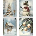 thumbnail image 1 of Hieng Vintage Christmas Wall Art Decor Set of 4 Retro Winter Holiday Xmas Artwork Poster Christmas Tree Snowman Wall Decor for Home Farmhouse Bedroom Gallery Decorations Unframed, 1 of 6