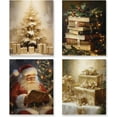 thumbnail image 1 of Hieng Vintage Christmas Wall Art Decor Set of 4 Retro Winter Holiday Xmas Artwork Poster Christmas Tree Snowman Wall Decor for Home Farmhouse Bedroom Gallery Decorations Unframed, 1 of 6