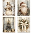 thumbnail image 1 of Hieng Vintage Christmas Wall Art Decor Set of 4 Retro Winter Holiday Xmas Artwork Poster Christmas Tree Snowman Wall Decor for Home Farmhouse Bedroom Gallery Decorations Unframed, 1 of 6