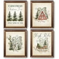 thumbnail image 1 of Hieng Vintage Christmas Wall Art Prints Set of 4, Retro Christmas Trees Poster, Winter Holidays Gift Print Decor for Gallery, Living Room, Bathroom (Unframed), 1 of 6