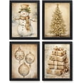 thumbnail image 1 of Hieng Vintage Christmas Wall Decor, Christmas Prints, Retro Christmas Wall Art Decor for Home Bedroom Living Room Office, Christmas Snowman Tree Posters Wall Art Set of 4, Unframed, 1 of 6