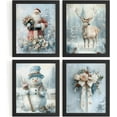 thumbnail image 1 of Hieng Vintage Christmas Wall Decor,Trendy Christmas Retro Posters for Room, Santa Snowman Deer Nutcracker Xmas Wall Art Prints for Living Room Kitchen Bedroom Office Set of 4 Unframed, 1 of 6