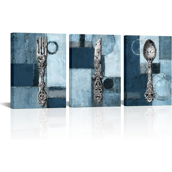 Hieng Vintage Kitchen Wall Art Decor Brown Tan Kitchen Painting Canvas Rustic Kitchenware Picture Prints for Dining Room Restaurant Geometric Decoration（Only canvas）