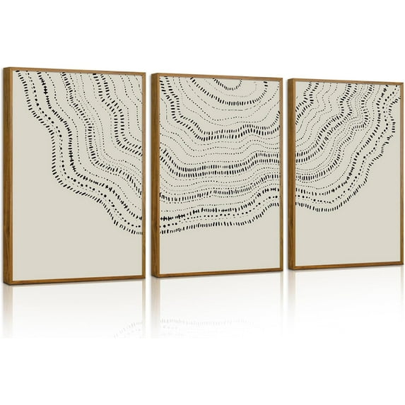 Hieng Vintage Landscape Framed Canvas Wall Art Set of 3, French Country Art Prints, Nature Green Trees and Lake Art Paintings, Rustic Aesthetic Wall Decor for Living Room Bedroom Office 16"x24"x3