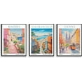 thumbnail image 1 of Hieng Vintage Travel Wall Art Canvas Italy Venice Amalfi Coast Pictures Set of 3 Blue Beach Posters Europe Landscape Painting Italian Decor Prints Living Room Bedroom Bathroom 16"x24" Framed, 1 of 5