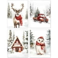 thumbnail image 1 of Hieng Vintage Winter Christmas Posters Prints Unframed Set of 4, Rustic Christmas Tree Wall Art Prints Decor for Living Room Bedroom Reading Nook Corner, Santa Claus Books Wall Pictures, 1 of 6