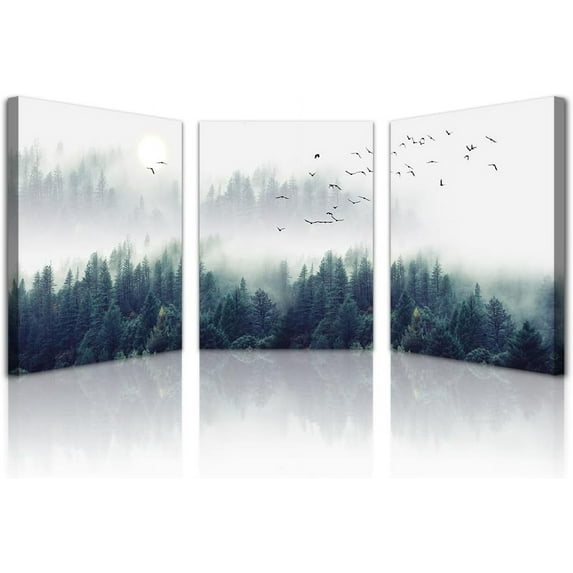 Hieng Wall Decorations For Living Room Canvas Wall Art For Bedroom Office Wall Decor Misty Forests Trees Wall Paintings Landscape Pictures Artwork Modern Posters Room Home Decor(only canvas)