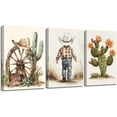 thumbnail image 1 of Hieng Western Cowboy Wall Art Nursery Canvas Prints Cactus Desert Poster Picture Cowboy Hats Paintings for Baby Boys Bedroom Children Decor （Only canvas）, 1 of 6