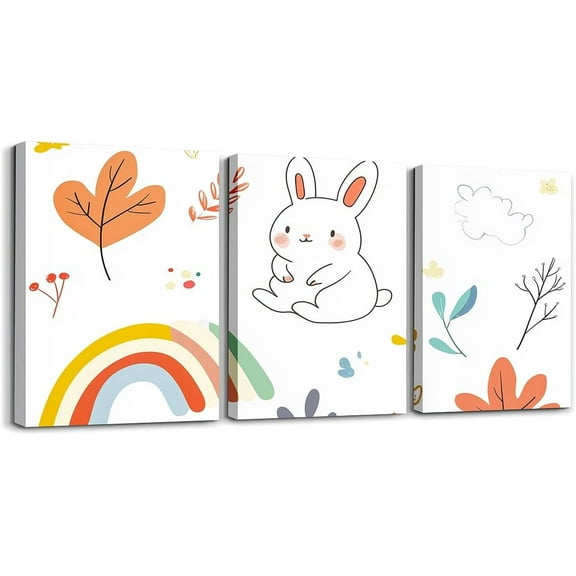 Hieng Wild Animals Canvas Wall Art for Living Room Bedroom Cartoon Elephant Picture Wall Decor for Bathroom Cute zebra bear Lion Kids Boys Girls Artwork Posters Zoo Animals Painting Unframed