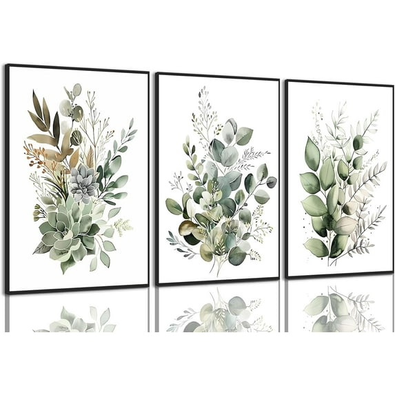 Hieng Wildflower Poster Pink Watercolor Botanical Floral WallColorful Canvas Prints Set of 3 Modern Minimalist Flower Pictures Decor Painting Bedroom Bathroom Living Room